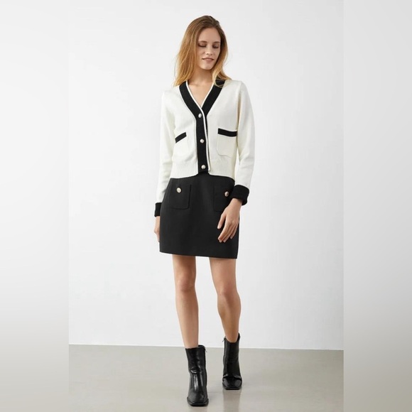 J.ING Adelyn Ivory V Neck Pocketed Cotton Blend Sweater Cardigan One Size NWT - Picture 6 of 8